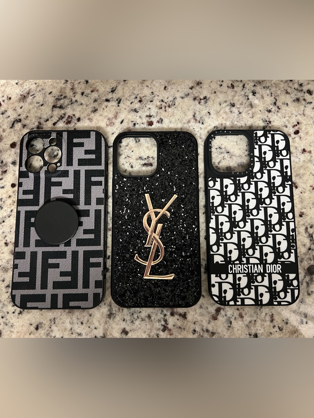 3 NEW IPhone 13 Pro Max Monogram Black & White Logo Phone Cases